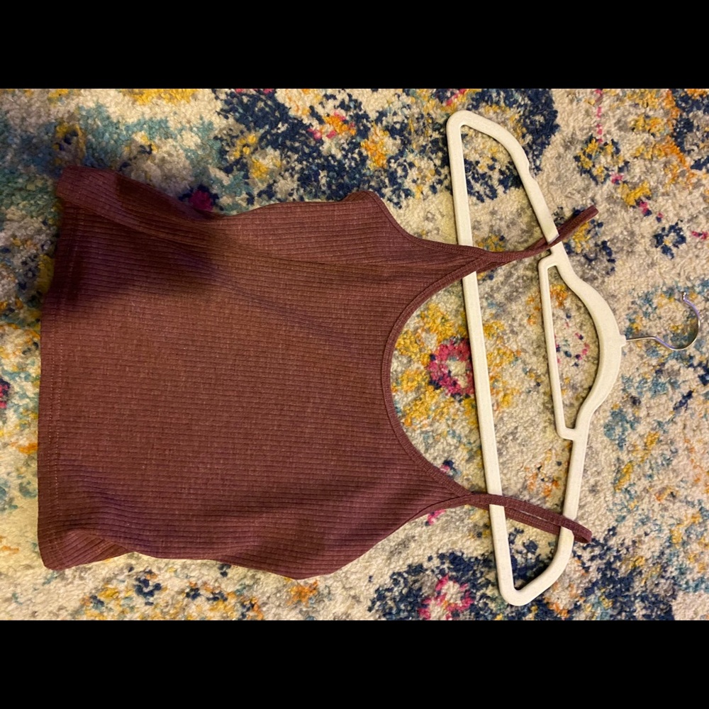 PacSun Maroon Ribbed Crop Top Tank